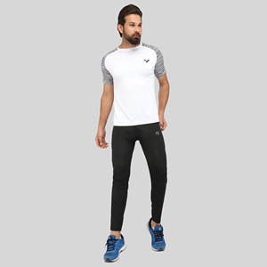 Pantalon de survêtement sport bleu à quatre voies avec bande latérale, logo personnalisable, impression HD, délavage coloré, 100 % polyester, séchage rapide, tailles homme M/L/XL - Product Image 6