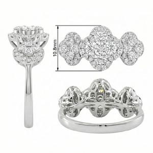 เครื่องประดับวินเทจระดับไฮเอนด์ ทองคำขาวแท้ 18k ประดับเพชรธรรมชาติ แหวนสามวงสำหรับผู้หญิง งานแต่งงานและหมั้น - Product Image 5