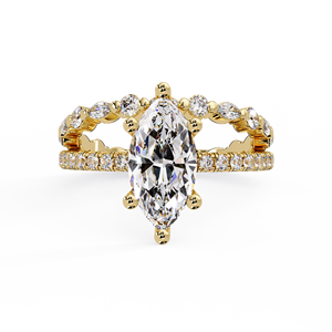 Hot Selling Marquise Cut Dual Band Floating Crown Lab Grown Diamond <b>Ring</b> IGI Certified 18K Solid Gold Engagement <b>Rings</b> For Women - Product Image 4