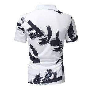 Chemises pour hommes à manches courtes en tricot imprimé numérique, style personnalisé, anti-rétrécissement, décontractées, mélange polyester/coton, grande taille, 220g, en promotion - Product Image 2