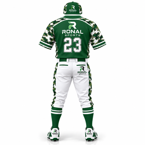 RONAL SPORTS Baseball Uniform <b>Men's</b> <b>Camouflage</b> Green White Jersey <b>Pants</b> Set Moisture Wicking Short Sleeve All Seasons - Product Image 2