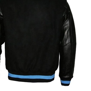 Veste universitaire personnalisée de couleur unie pour hommes, confortable, de haute qualité, avec corps en laine et manches en cuir et toile, grandes tailles - Product Image 3