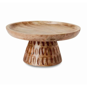 Bandeja de Pedestal de Madera Artesanal con Acabado Blanqueado, Soporte Redondo Decorativo para Pasteles, para Decoración de Cocina Rústica, Precio Más Bajo - Product Image 5