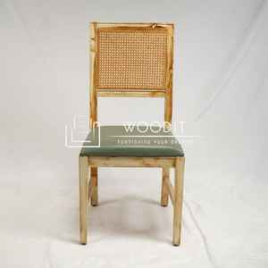 Nuevo Diseño Moderno de Mediados de Siglo 2026 para Decoración del Hogar, Respaldo de Mimbre de Ratán 100% Natural, Patas de Madera Maciza, Asiento Tapizado en Cuero Suave - Product Image 2