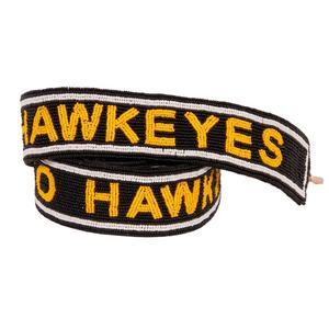 สายกระเป๋าทรงสี่เหลี่ยมผืนผ้าแบบสปอร์ต ทำด้วยมือ ประดับลูกปัดแก้ว ผ้าฝ้าย ลาย Go Hawkeyes ผลิตในอินเดีย สามารถสลักชื่อได้ - Product Image 1