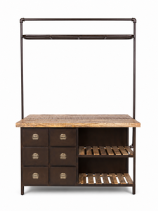 Buffet de cuisine industriel style ferme avec tiroirs et étagères ouvertes, organisateur rustique pour station café - Product Image 2