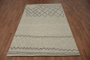 Tapis moderne abstrait tufté à la main, rectangulaire, en laine et coton, réversible, ignifuge, écologique, rembourré pour salon - Product Image 5