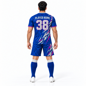 Ensemble d'uniformes de football unisexe sublimés, à séchage rapide, extensibles dans quatre directions, écologiques, avec maillot à manches courtes et short - Product Image 3