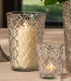 Vase moderne en verre pour table, couleur ambre, motif diamant, design unique - Product Image 4