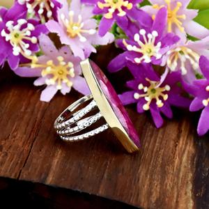 Bague longue en argent sterling 925 avec pierre précieuse naturelle de rubis indien, style bohème, bijou fin pour femme, à porter au quotidien - Product Image 4