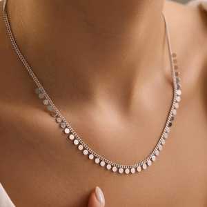 Hallmark <b>Silver</b> Rhodium Plated Minimalist Sequined Casual Necklace - Product Image 3