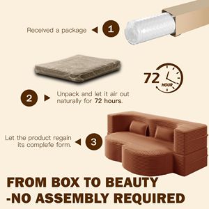 Sofá Cama Convertible Moderno de 15 Pulgadas, Relleno de Espuma, Tapizado en Pana, con 2 Almohadas, Mueble Elegante para Sala de Estar - Product Image 2
