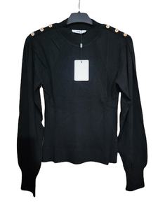 Señoras de moda sólido Jacquard soldadura Batton suéter de invierno de las mujeres de punto de primavera suéter - Product Image 5