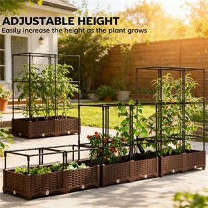 Elevated Garden Bed and Planting <b>Pot</b> for Flower & Vegetable Growing with Unique <b>Trellis</b> & Gate Design - Product Image 3