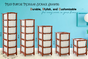 Meuble de rangement moderne et durable à 6 tiroirs pour vêtements, étagère autoportante en plastique pour salon - Product Image 6