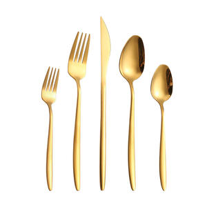Ensemble de couverts de luxe en acier inoxydable réutilisables pour hôtel, fête, mariage, vaisselle de table haut de gamme plaquée or - Product Image 3