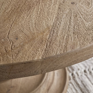 Mesa de Centro Redonda de Estilo Rústico Moderno, Hecha a Mano, Base de Pedestal de Madera de Mango, Mueble para Sala de Estar - Product Image 6