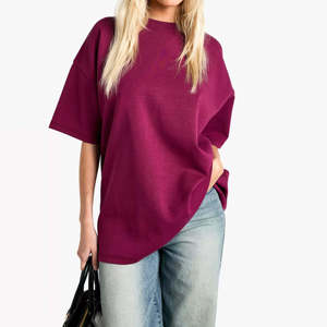 Camiseta de Jersey para Mujer, Cuello Redondo, Color Sólido, Manga Corta, Corte Holgado, 100% Algodón, Transpirable, Antiarrugas, con Logotipo - Product Image 4