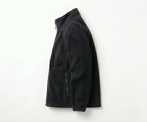 Men's <b>Black</b> <b>Fleece</b> <b>Jacket</b> Full Zip Stand Collar Casual Outerwear Windproof Heated Knitted Polyester Winter Wear Regular Front - Product Image 5