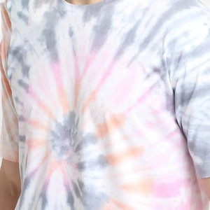 Camiseta de Manga Corta para Hombre, Cuello Redondo, Corte Holgado, Informal, de Poliéster/Algodón No Tejido, de Secado Rápido, en Rosa, Gris y Blanco - Product Image 5