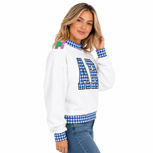 Sudadera de cuello simulado de felpa gruesa de gran tamaño de Arkansas con letras AR de guinga y ribetes - Product Image 4