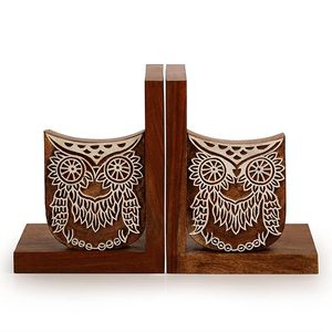 Sujetalibros de madera de Sheesham con diseño de búho para decoración del hogar, soporte decorativo artesanal para libros, para mesa de estudio, escritorio de oficina, estantería, sala de estar - Product Image 4