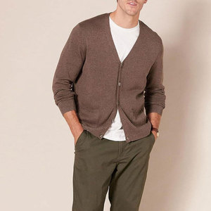 Pull à col rond pour homme, manches longues, couleur unie, laine anti-boulochage, vêtements d'automne, cardigan tricoté pour homme - Product Image 3