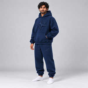 Custom Heavyweight Sweatsuit <b>Men</b> Oversized Cotton Hoodie Jogger <b>Set</b> Relaxed Fit Streetwear Casual Pullover Daily Outfit Style - Product Image 1