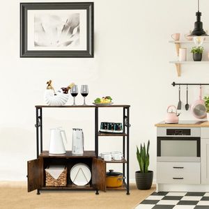 Scaffale da Cucina Multifunzionale a 4 Livelli con 8 Ganci, Supporto per Microonde e Forno, Organizzatore Pratico per Armadio - Product Image 6