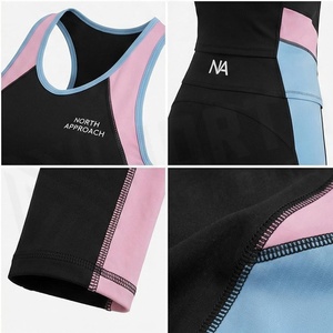 Ensemble de yoga 2 pièces North Approach, coloris noir, rose et bleu, débardeur dos nageur et leggings longs sans couture, extensibles, pour le sport - Product Image 4