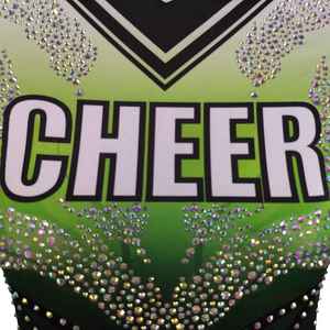 Tenue d'équipe respirante en mélange de spandex de haute qualité avec accents de diamants de qualité supérieure, uniforme de cheerleading orné de strass - Product Image 4