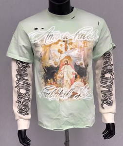 Camiseta de algodón con lavado ácido al por mayor OEM, camiseta personalizada de peso pesado con impresión DTG, camiseta vintage negra extragrande con efecto lavado. - Product Image 2