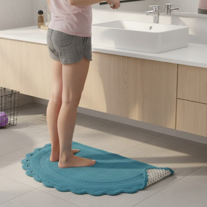 Alfombra de Baño de Pelo Bucle 1600 GSM Hecha a Mano Antideslizante con Patrón Geométrico Tejido, Microfibra Reversible, Apta para Mascotas y Hoteles - Product Image 1