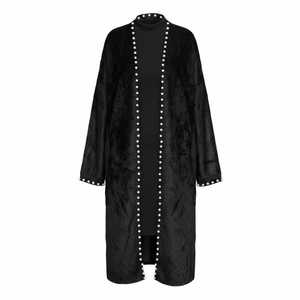 Cárdigan largo de punto con abertura frontal Jack and Jill Black Pearl, elegante abrigo de invierno para mujer - Product Image 1
