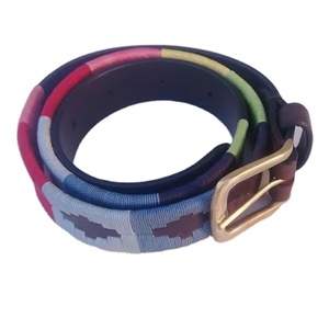 Ceinture de polo argentine brodée en cuir de qualité supérieure Ceintures en cuir de luxe à boucle en étain - Product Image 6