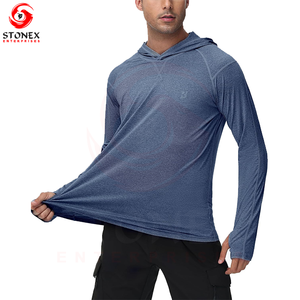 Sweat à capuche de pêche UPF 50+ pour homme - Mélange polyester/coton, séchage rapide, grande taille, fermeture à enfiler pour activités sportives de plein air - Product Image 5