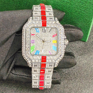 Reloj de Pulsera Cuadrado de Cuarzo con Números Romanos Coloridos de Moda para Hombre, Azul Hielo, Gran Venta 2026, Regalo para Hombre - Product Image 3