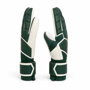 Gants de gardien de but vert et blanc en cuir PU, à doigts entiers, antidérapants, respirants, avec sangle de poignet réglable, unisexes - Product Image 4