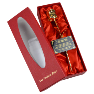 Rose en feuille naturelle plaquée or 24 carats de haute qualité avec finition brillante élégante et boîte rouge décorative Édition de Noël - Product Image 6