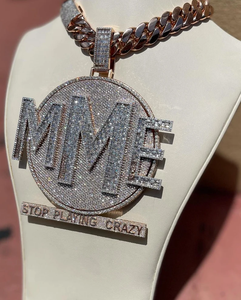 Luxury Moissanite Iced Out MM Letter Pendant Necklace Round Disc Custom <b>Name</b> Charm Cuban <b>Chain</b> Hip Hop Jewelry - Product Image 5