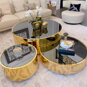 Chất Lượng Cao Sang Trọng Vàng Thép Không Gỉ Bàn Cà Phê Vòng Đặt 2 Trung Tâm Bảng <span class=keywords><strong>End</strong></span> Bảng Cho Khách Sạn Nhà - Product Image 4