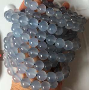 Cuentas de piedras preciosas de calcedonia azul natural, cuentas sueltas redondas de color lila para hacer joyas, pulsera y collar DIY - Product Image 6