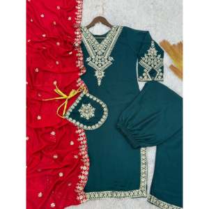 DHK ชุดสูทผู้หญิงไซส์ L ปักลวดลายแฟนซีสีแดง - Product Image 4