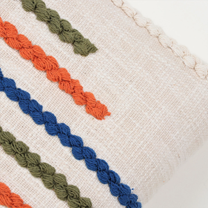 Hand Tufted Texture Boho Ivory and Orange Fringe Cushion Cover Handmade Decorative <b>Pillow</b> <b>Case</b> for Sofa Bedroom Living Room Home - Product Image 5