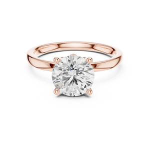 Impresionante Anillo de Boda Solitario con Moissanita Redonda para Mujer - Chapado en Oro Rosa de 14K, Diseño Minimalista - Product Image 1