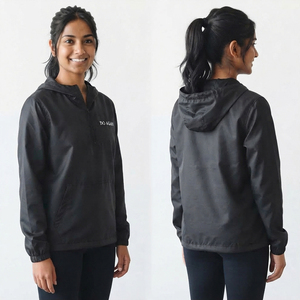Custom Embroidered <b>Windbreaker</b> Hoodie 3/4 Front Zipper Ladies Rain Top Lightweight Hiking <b>Camping</b> Waterproof Pullover Hoodies - Product Image 4