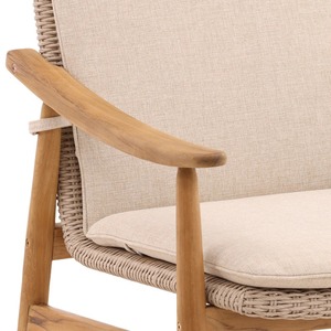 Chaise élégante en teck massif avec design en rotin tressé et coussin moelleux, fauteuil de salle à manger haut de gamme pour café et hôtel - Product Image 5