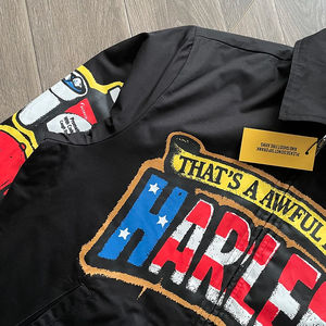 Veste unisexe noire à fermeture éclair, imprimé drapeau d'aigle, veste à revers, streetwear, manteau décontracté de haute qualité - Product Image 3