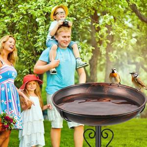 Baño para pájaros de metal con base de 5 puntas, acabado de cobre duradero, comedero para pájaros silvestres y decoración artística de jardín con diseño de corazón. - Product Image 4