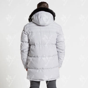 Veste d'hiver longue à capuche personnalisée pour homme, en polyester noir, avec rembourrage en coton, respirante, vente en gros 2026 - Product Image 2